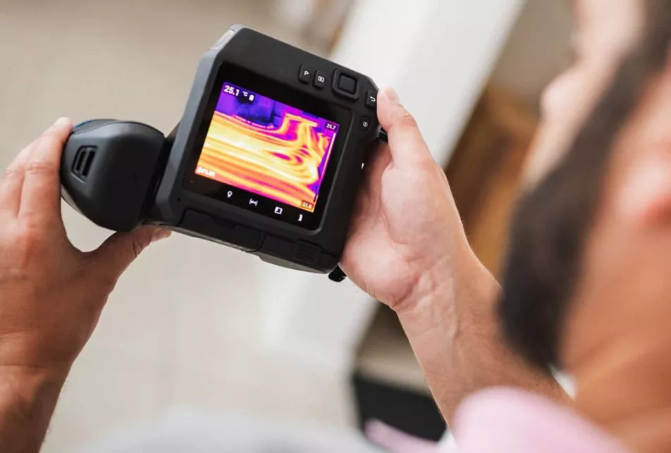 Détection des réseaux de chauffage ou du plancher chauffant avec caméra thermique et appareil à ultrasons